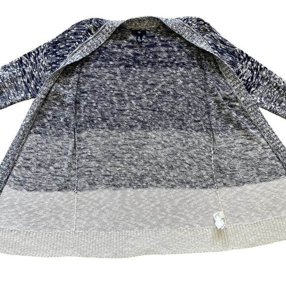 Gap Blue White Striped Ombré Heather Knit Open Sweater Cardigan M - Picture 2 of 9